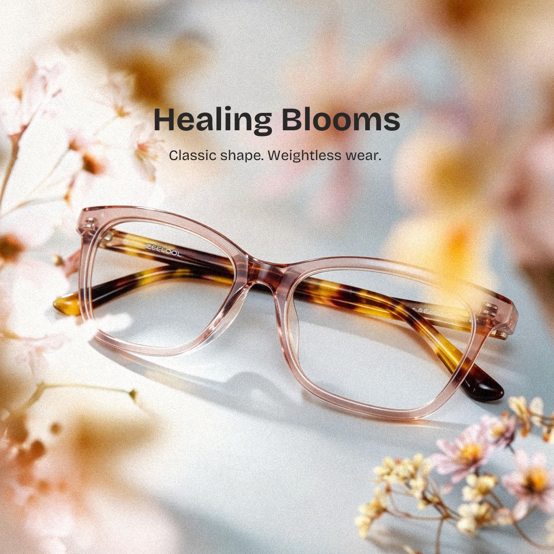 Bella Gardening Pink Floral Rectangle Acetate Glasses | ZEELOOL0