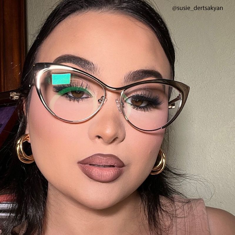 Ellen Cat eye Silver Eyeglasses and Metal Browline Frame13