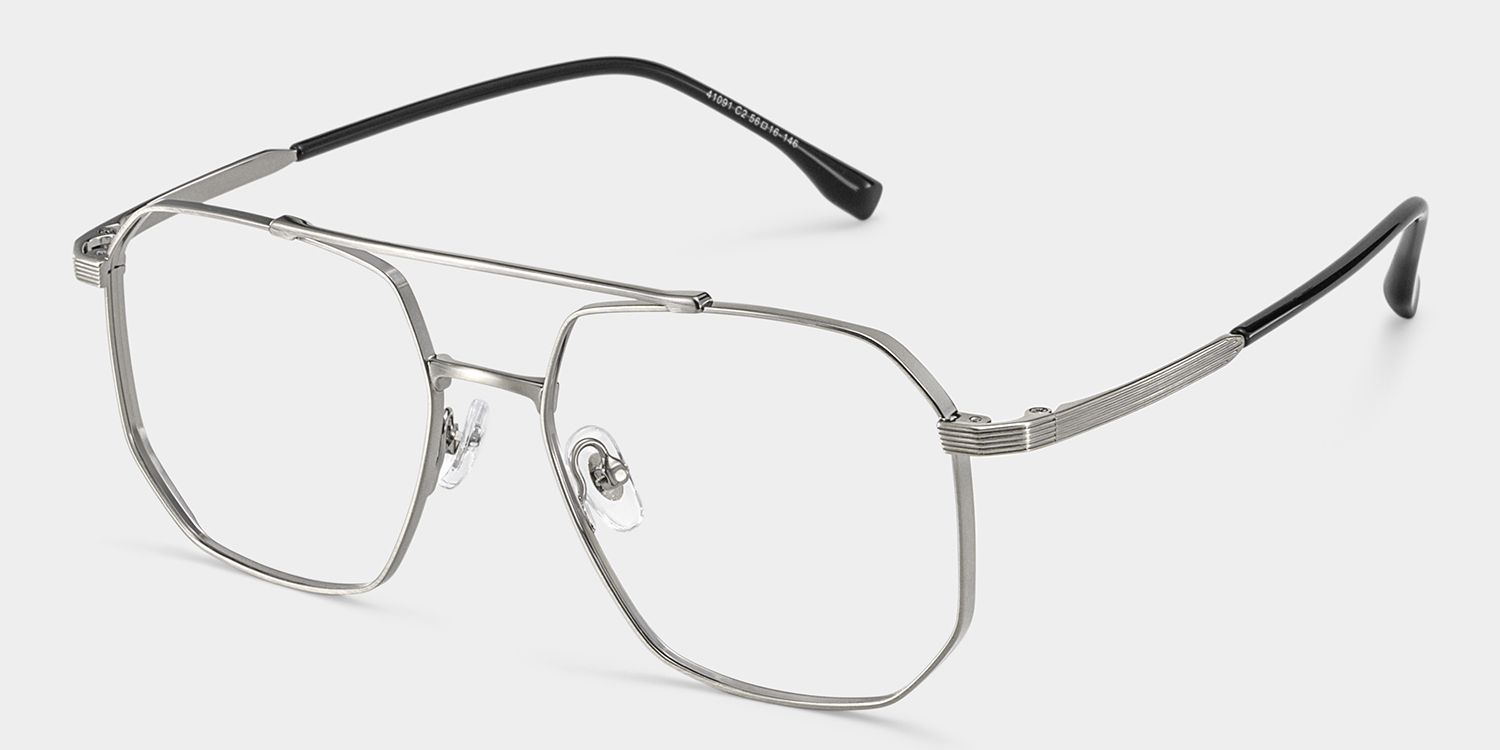 Logan Silver Frame Glasses with Aviator Frame Online | ZEELOOL3