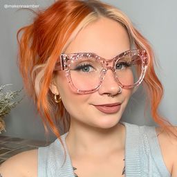 Minfia Square Pink Glasses6
