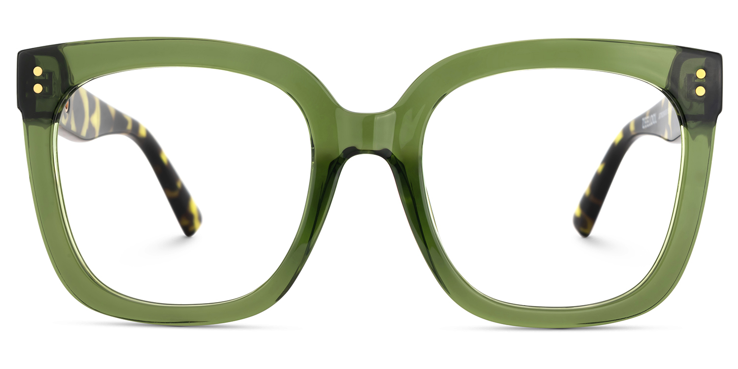 Ebony Square Green Tortoise Glasses