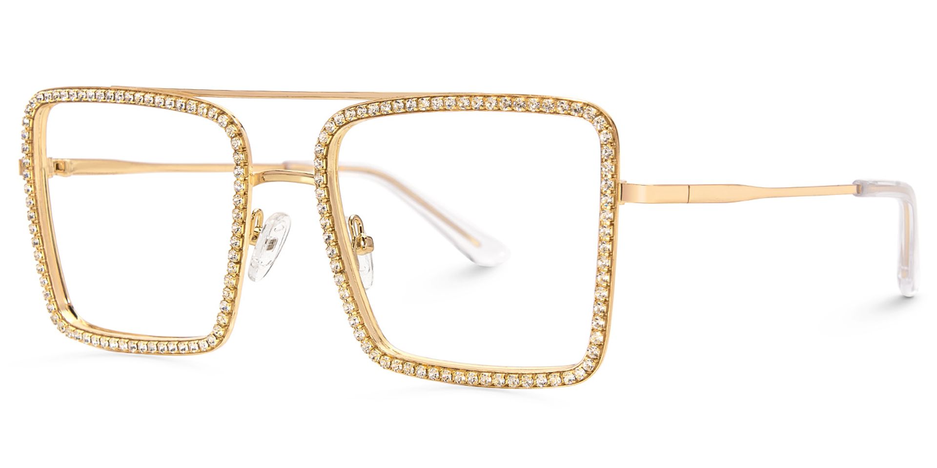 Diva Frame Glasses, Gold Glitter Sparkle Square Eyeglasses3