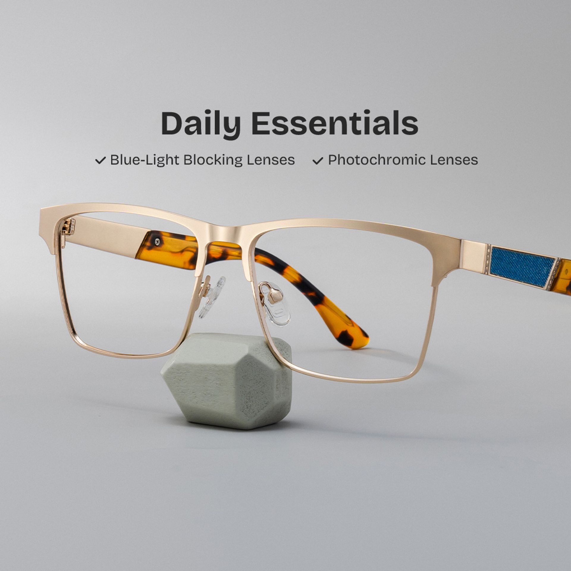 Jasper Eyeglasses in Browline Gold Frame | ZEELOOL UK0
