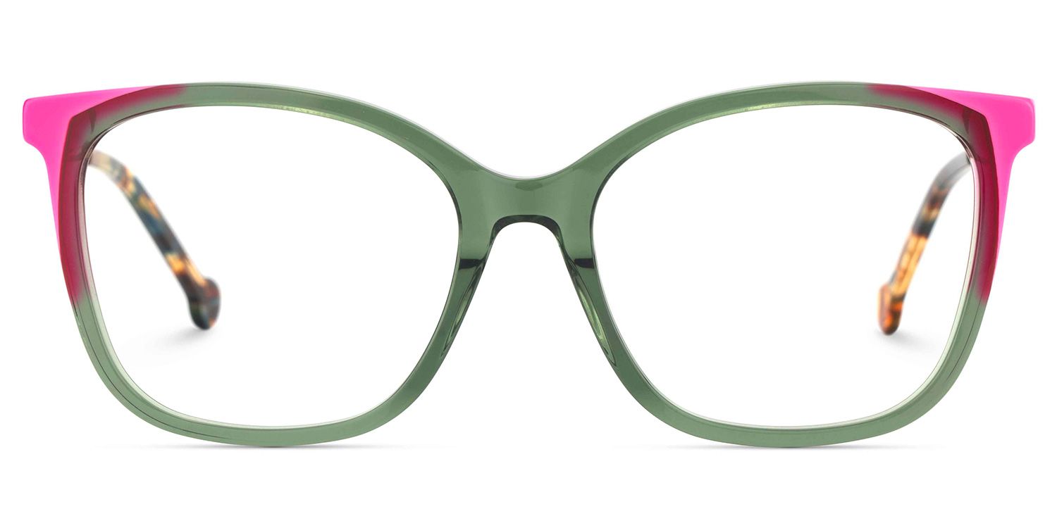 Nico Eyeglasses in Square Green Pink Frame | ZEELOOL UK1
