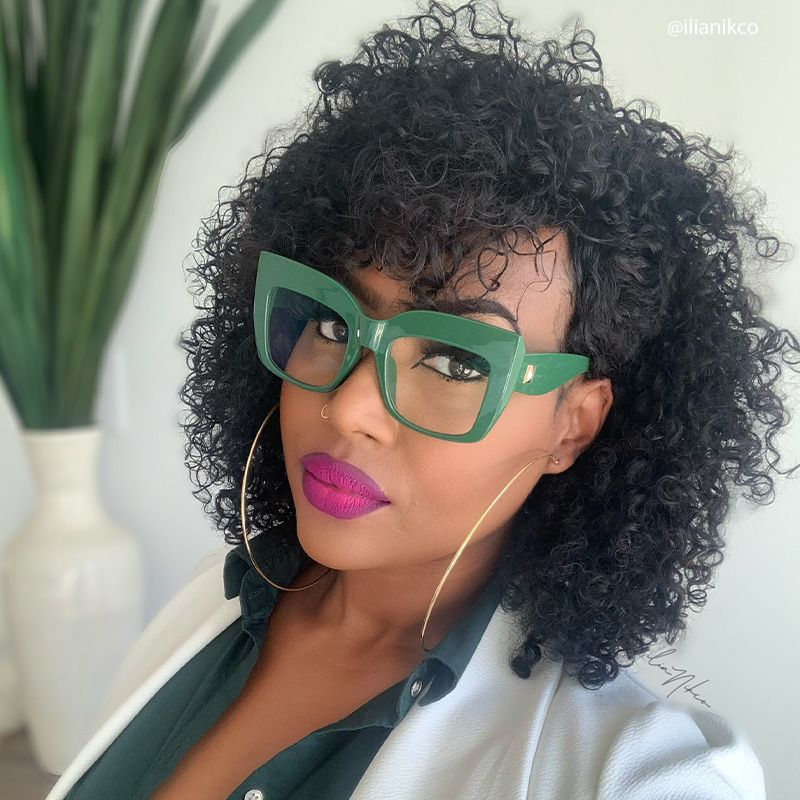 Alberta Cat-Eye Green Frame Glasses | ZEELOOL UK4