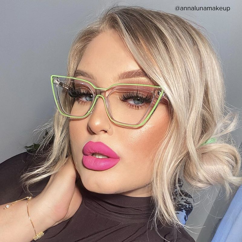 Zeelool Lime Green Cat Eye Glasses & Cyberpunk Frame4