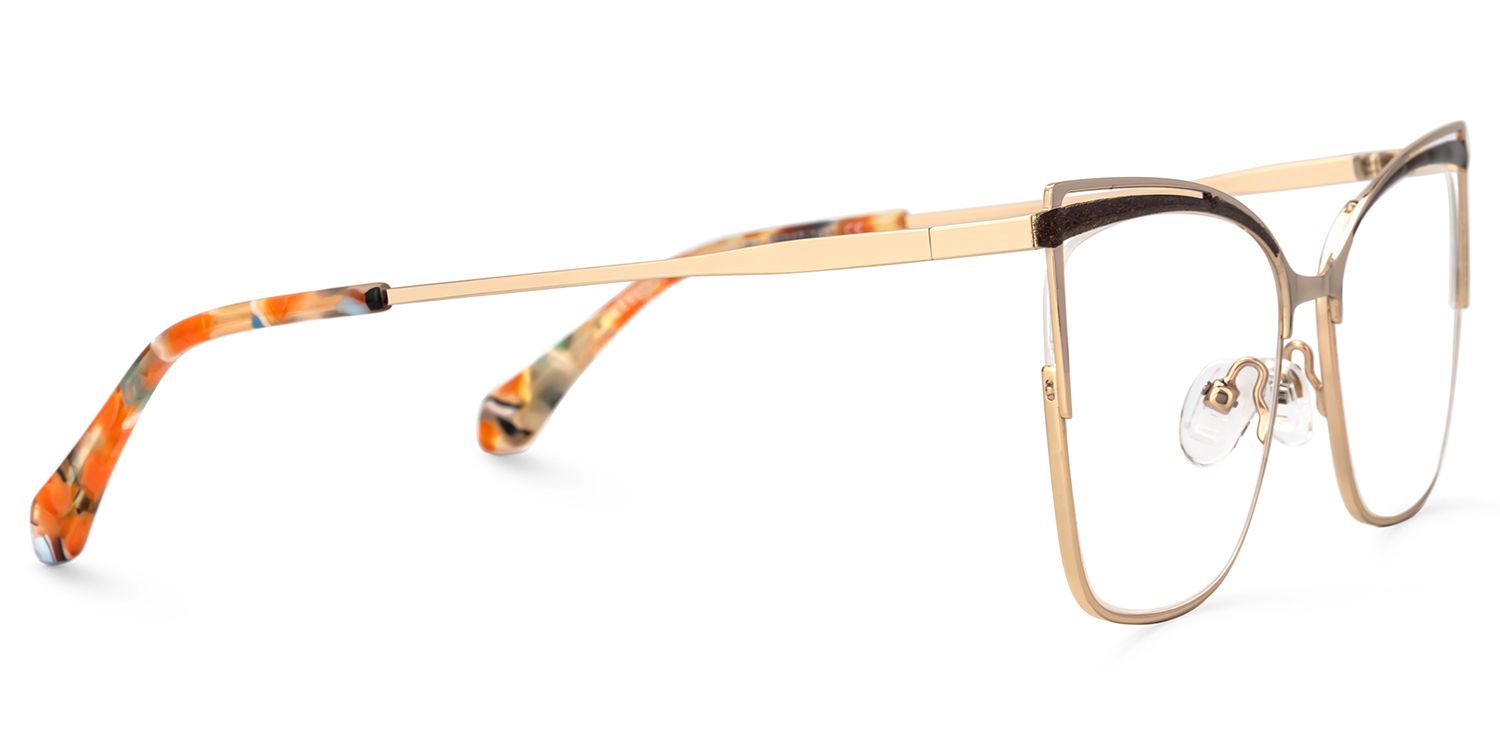 Darian Gold Frame Eyeglasses Men's in Semi-rimless | ZEELOOL UK2