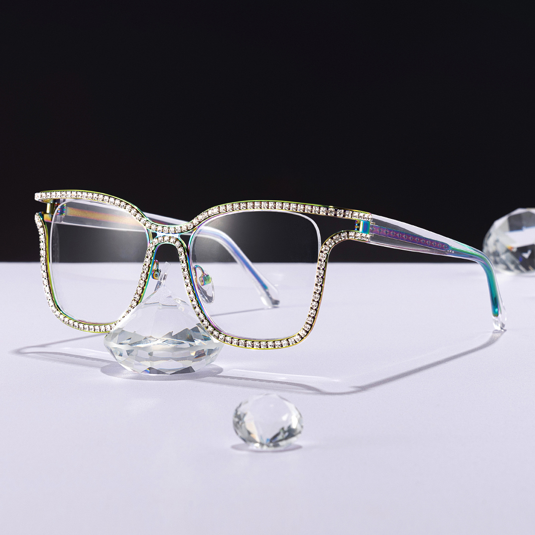 ZEELOOL Shine Square Iridescent Glasses