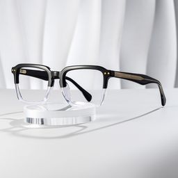Vickerie Rectangle Black Clear Glasses0