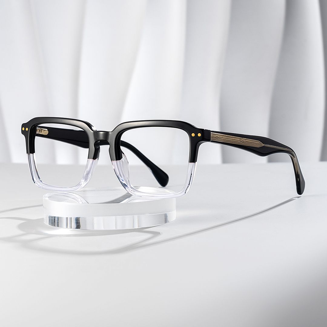 Vickerie Thin Black Clear Glasses in Square Design | ZEELOOL UK0