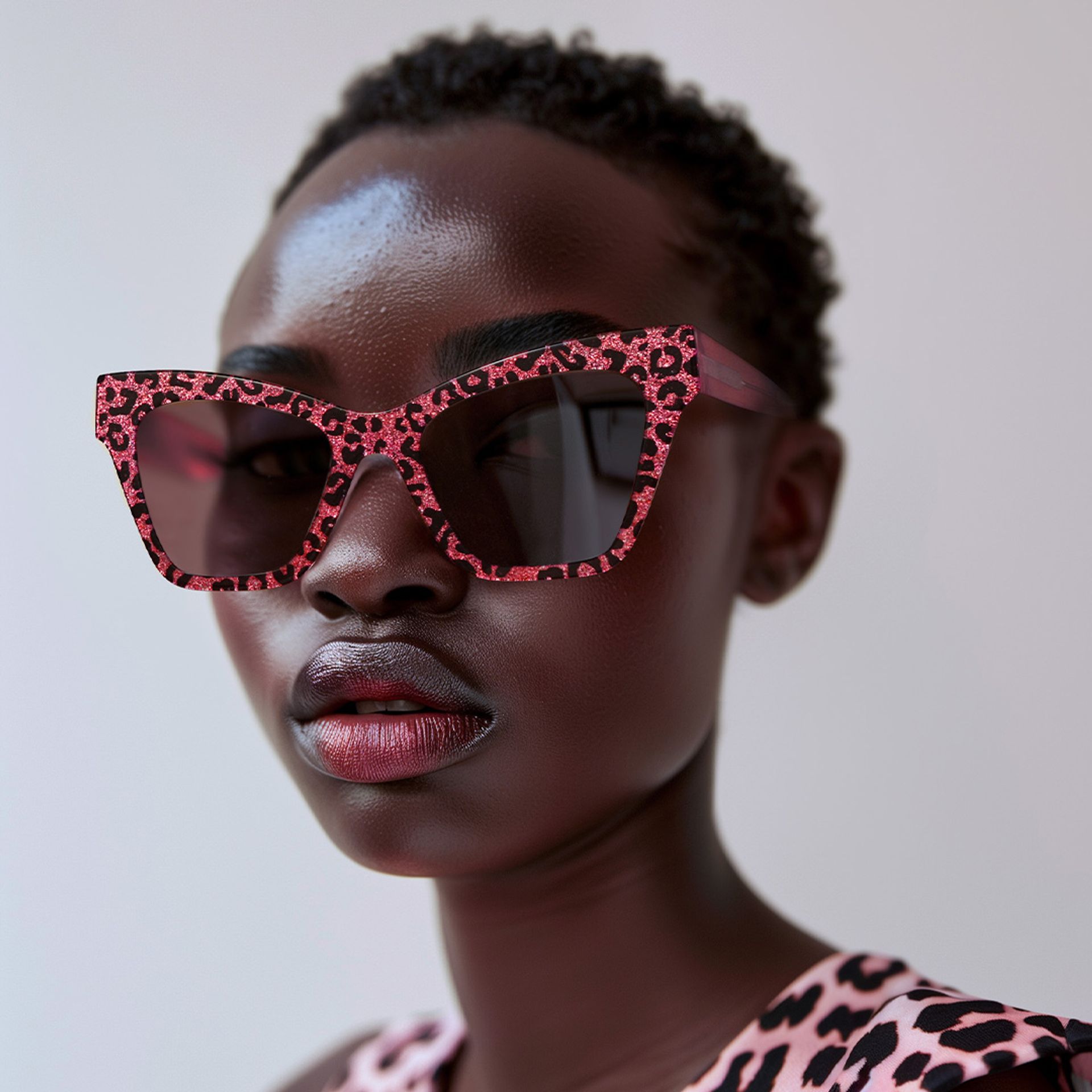 Designer Ansyah Cat Eye Pink Leopard Print Frame Glasses5