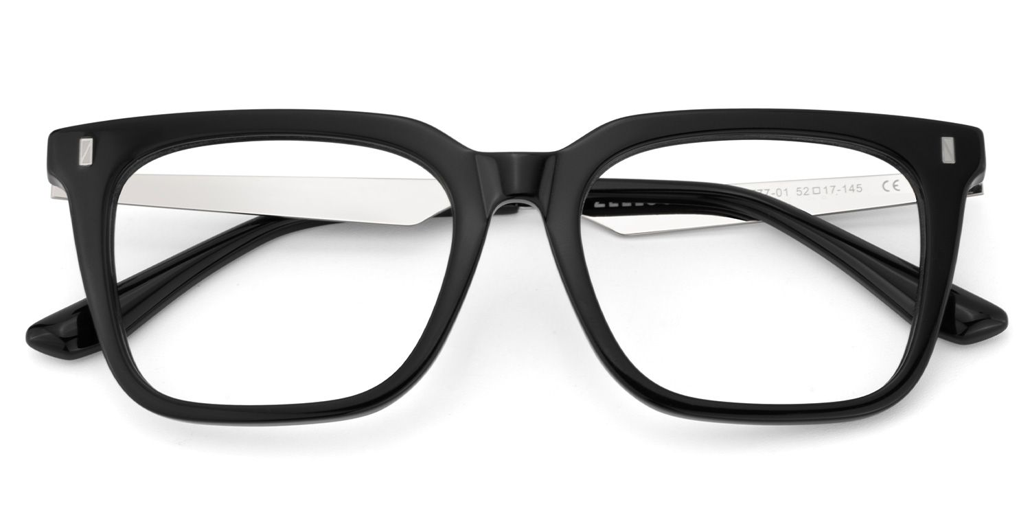 Brook Black Rectangle Prescription Glasses | ZEELOOL UK2