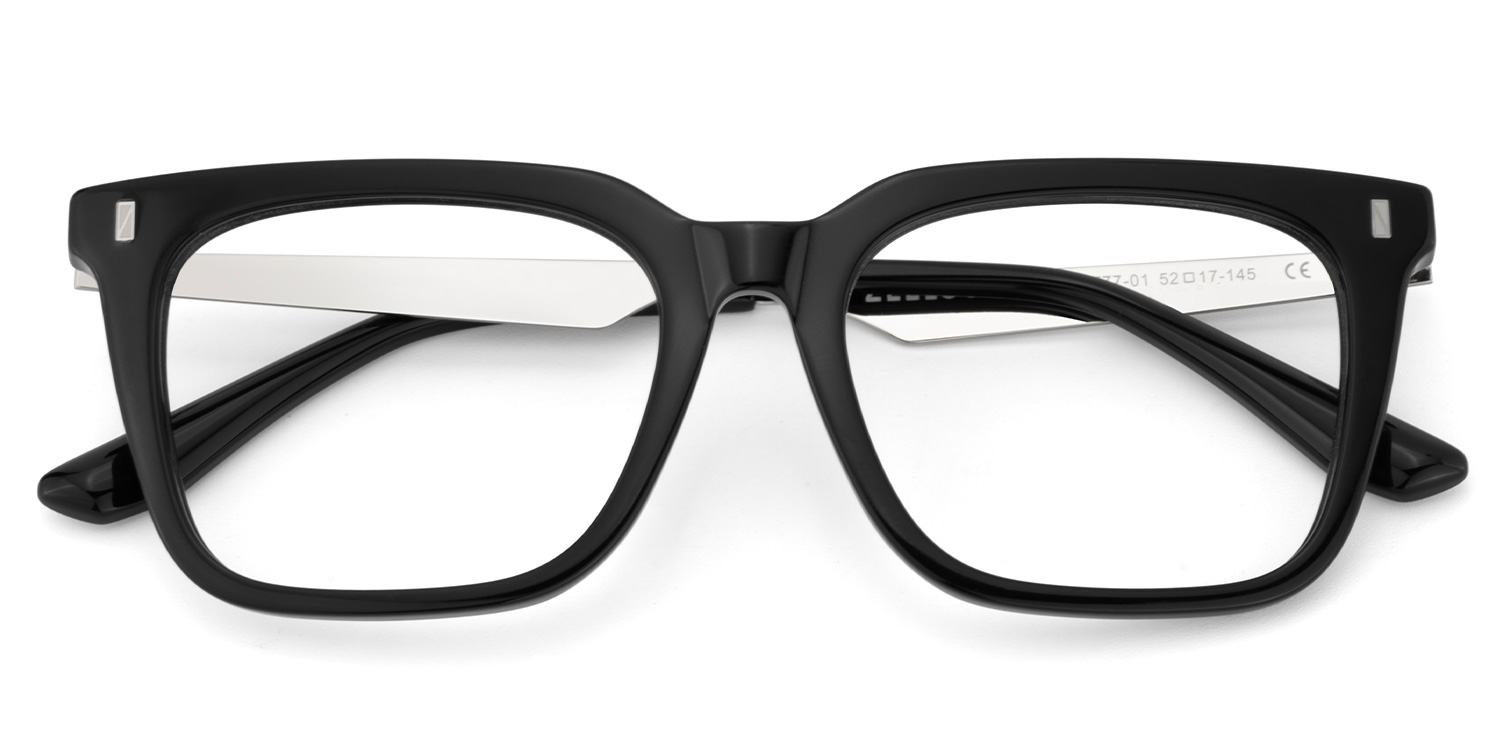 Brook Black Rectangle Prescription Glasses | ZEELOOL UK2