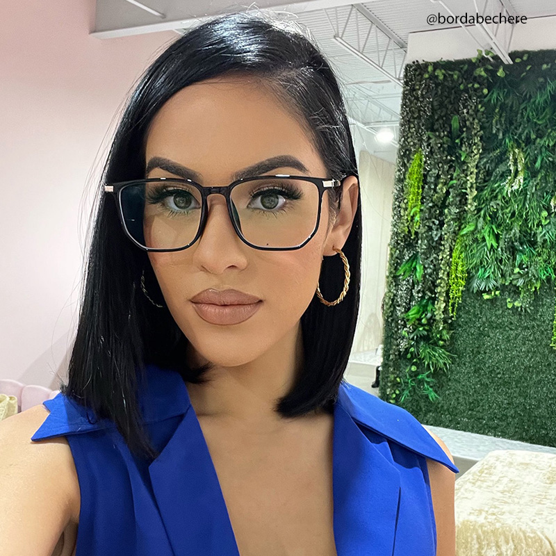 Fezell Square Black Eyeglasses and Thin Wide Frames12