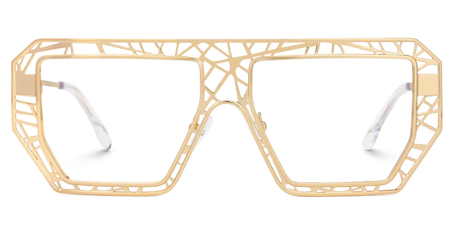 Blake Gold Glasses with Geometric Extra Large Frames | ZEELOOL UK0
