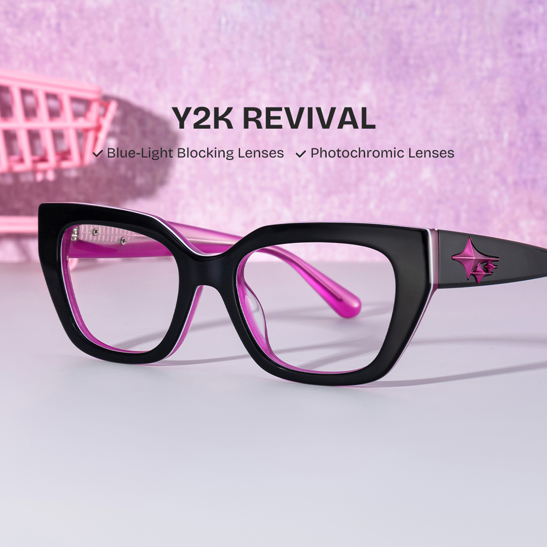 Flare Rectangle Black Glasses