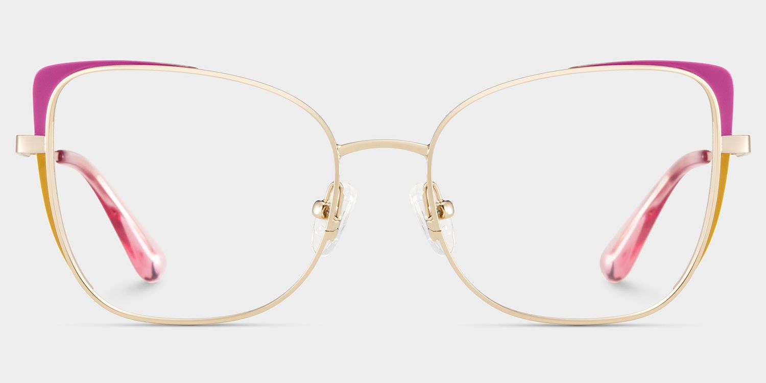 Tessa Pink Gold Frame Glasses with Cat eye Frame Online | ZEELOOL UK1