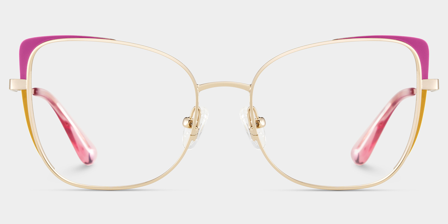 Tessa Pink Gold Frame Glasses with Cat eye Frame Online | ZEELOOL UK1