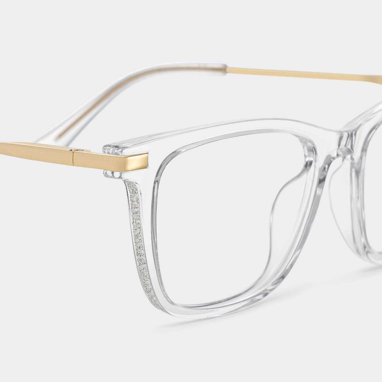 Selena Rectangle Clear White Glasses Bling Frames | ZEELOOL4