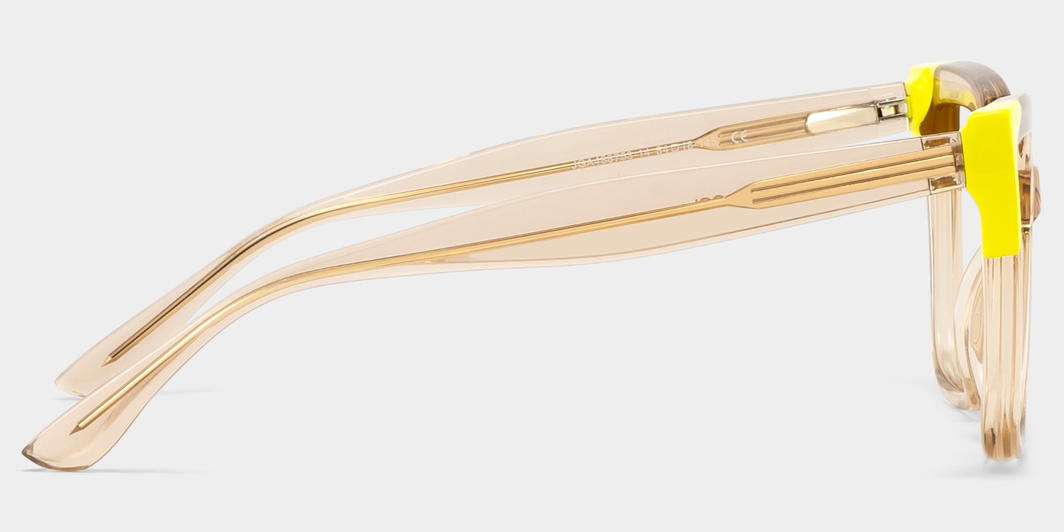 Square Champagne Yellow Eyeglasses- Mirta Acetate Frame Glasses3