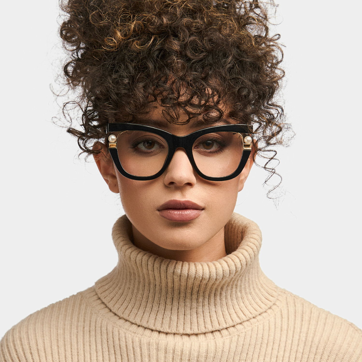 ZEELOOL Pearl Cateye Black Glasses