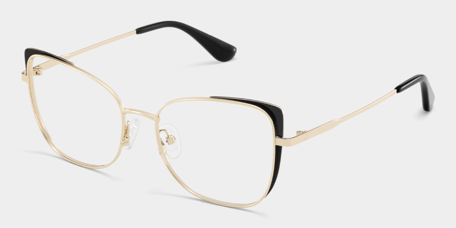 Tessa Black Gold Frame Glasses with Cat eye Frame Online | ZEELOOL UK3