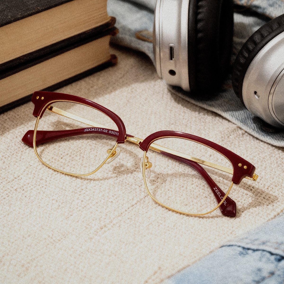 Nathan Red Frame Glasses with Browline Frame Online | ZEELOOL0