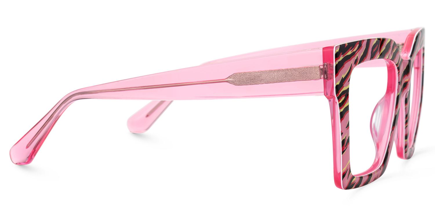 Morreen Oversized Thick Frame Glasses With Pink Zebra | ZEELOOL UK2