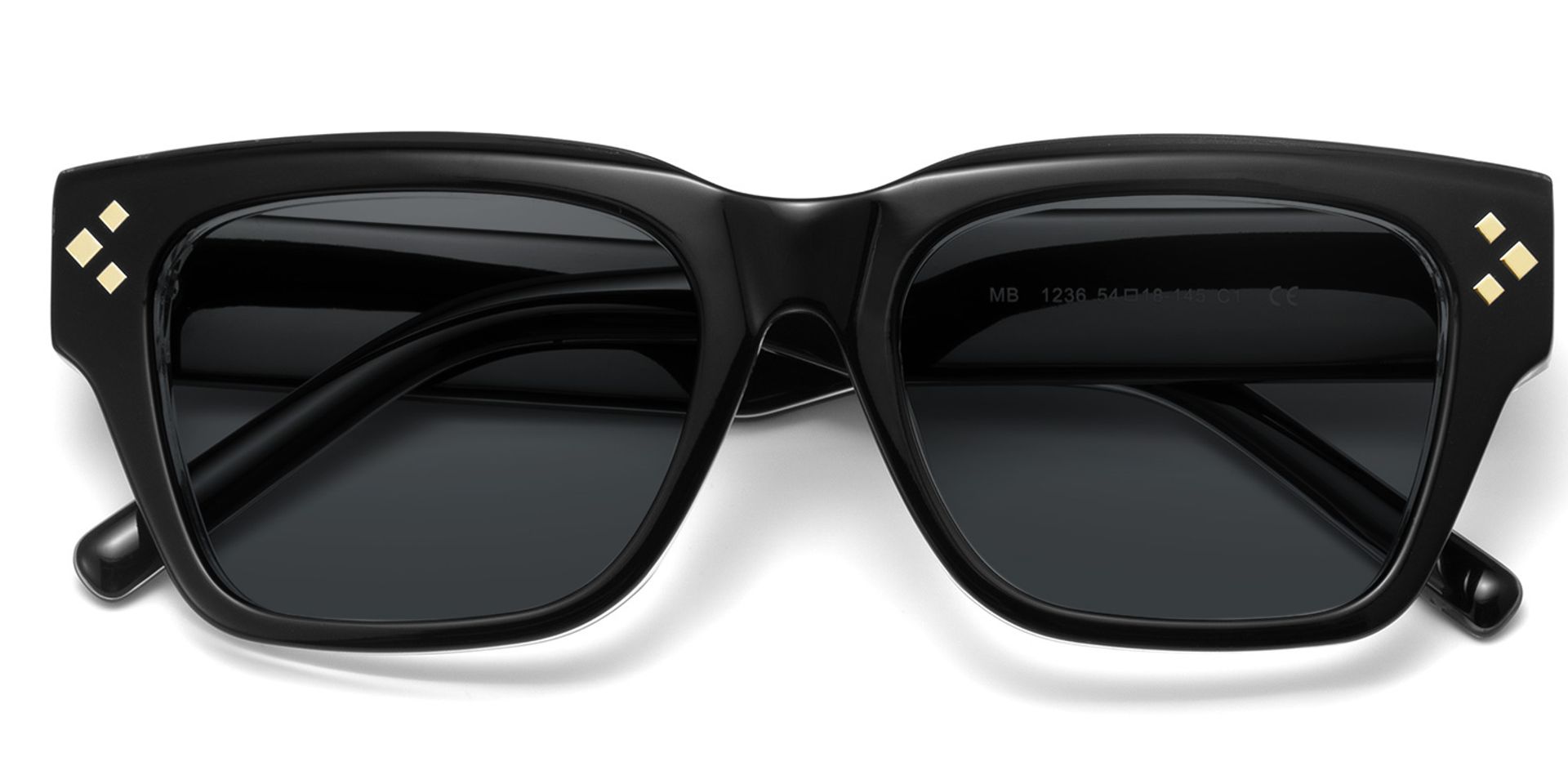 Marlowe Black Rectangle Polarized Sunglasses Online | ZEELOOL UK1
