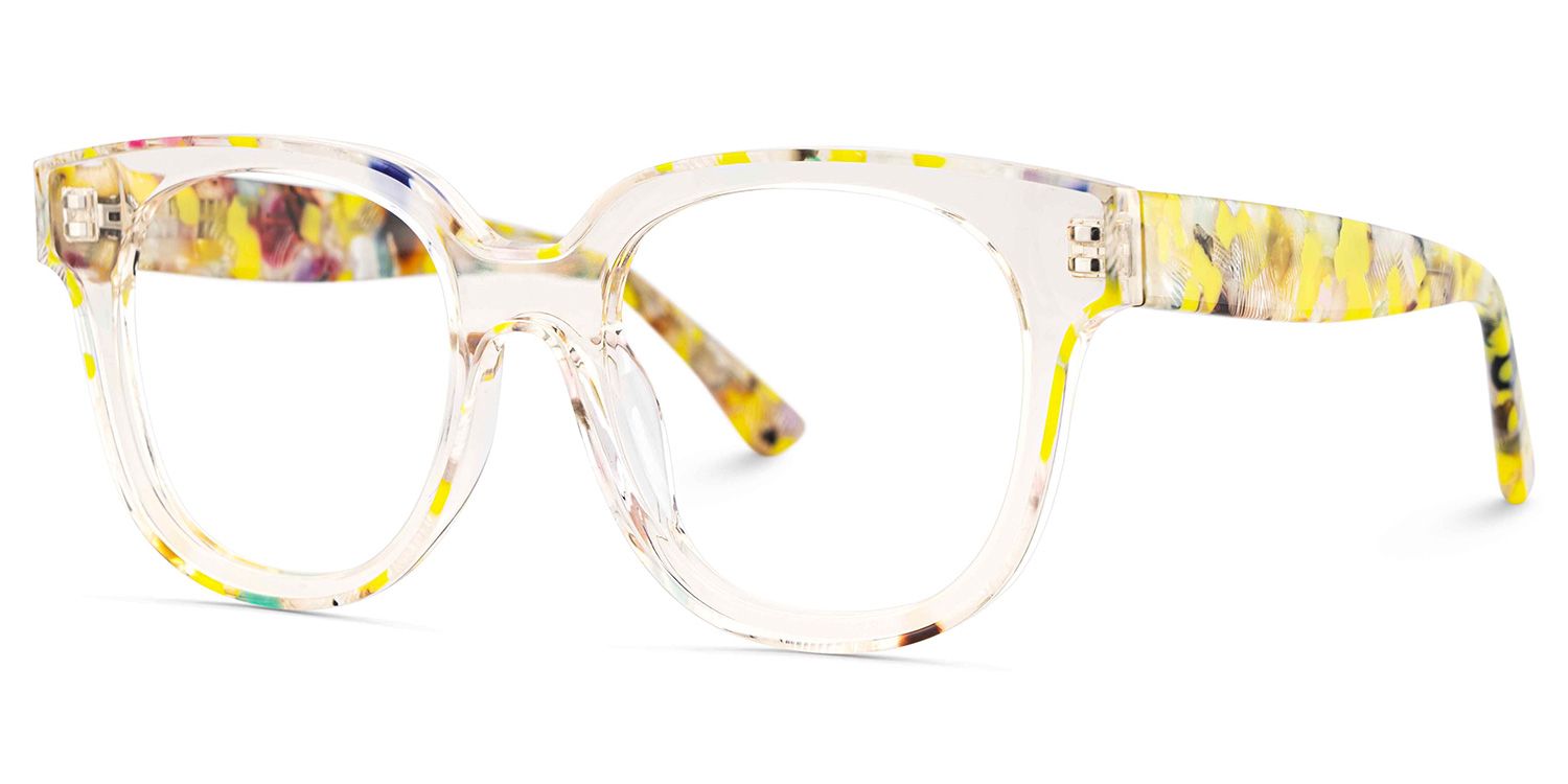 Jett Acetate Yellow Frame Glasses with Square Shape | ZEELOOL UK3