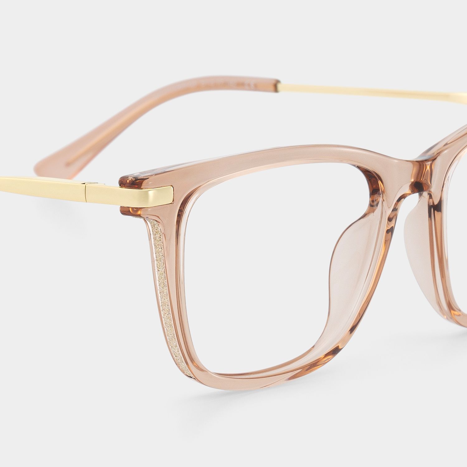 Selena Transparent Beige Rectangle Sparkling Frame Glasses | ZEELOOL4