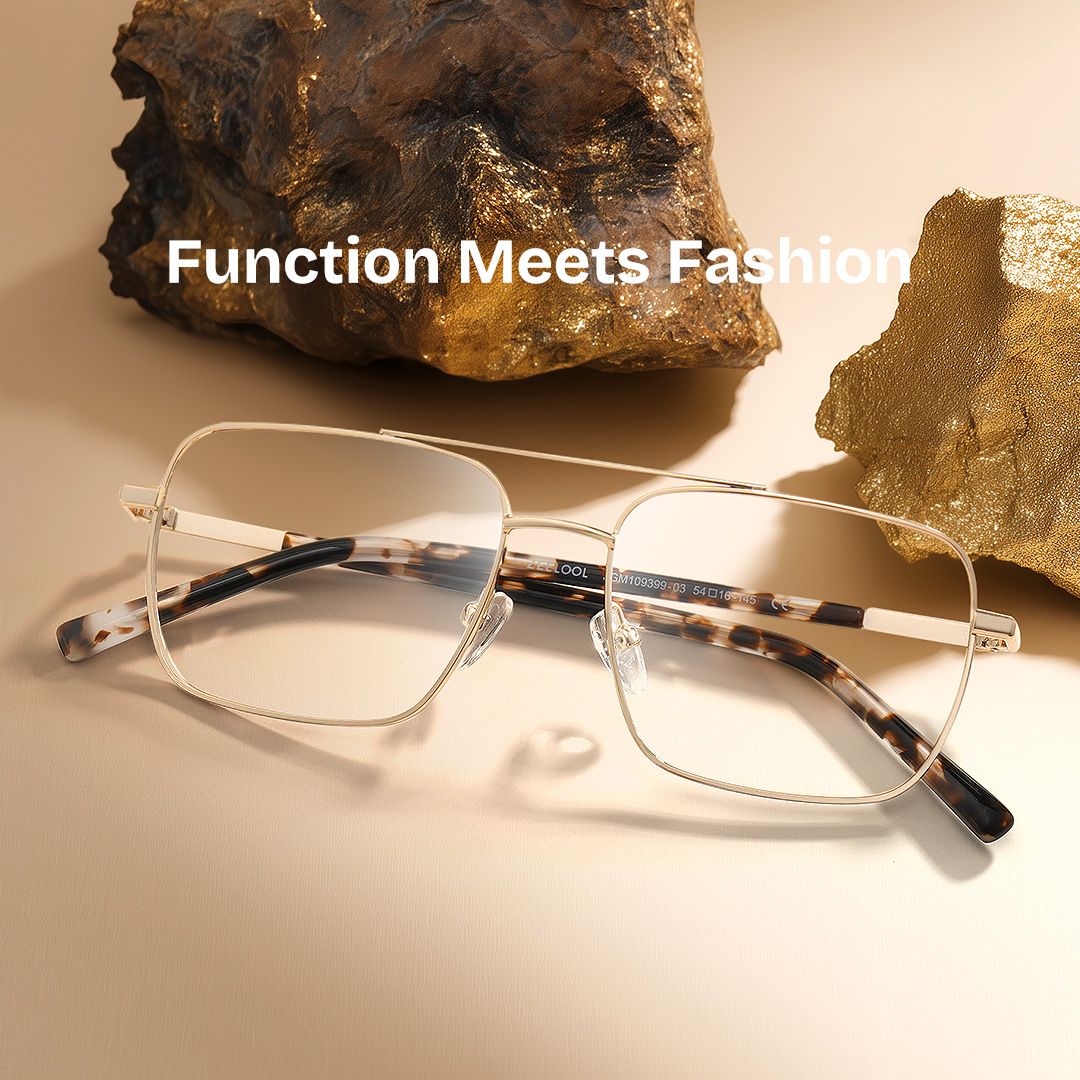 Iris Light Gold Frame Glasses with Aviator Frame Online | ZEELOOL UK1