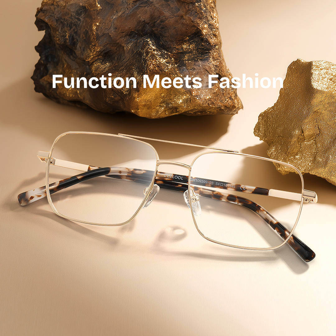 Iris Light Gold Frame Glasses with Aviator Frame Online | ZEELOOL UK1