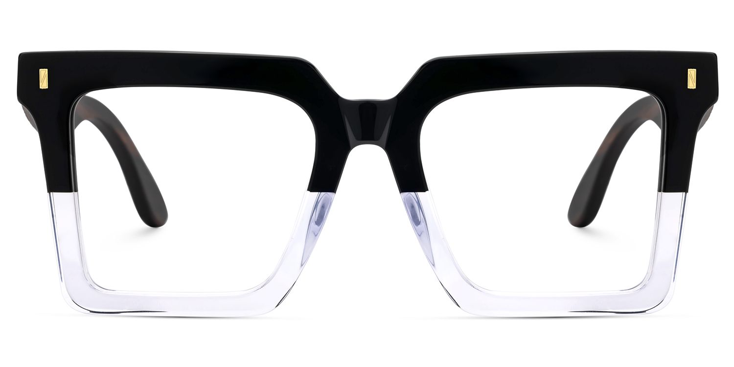 Vintage Square Frame Glasses In Black Clear Color1