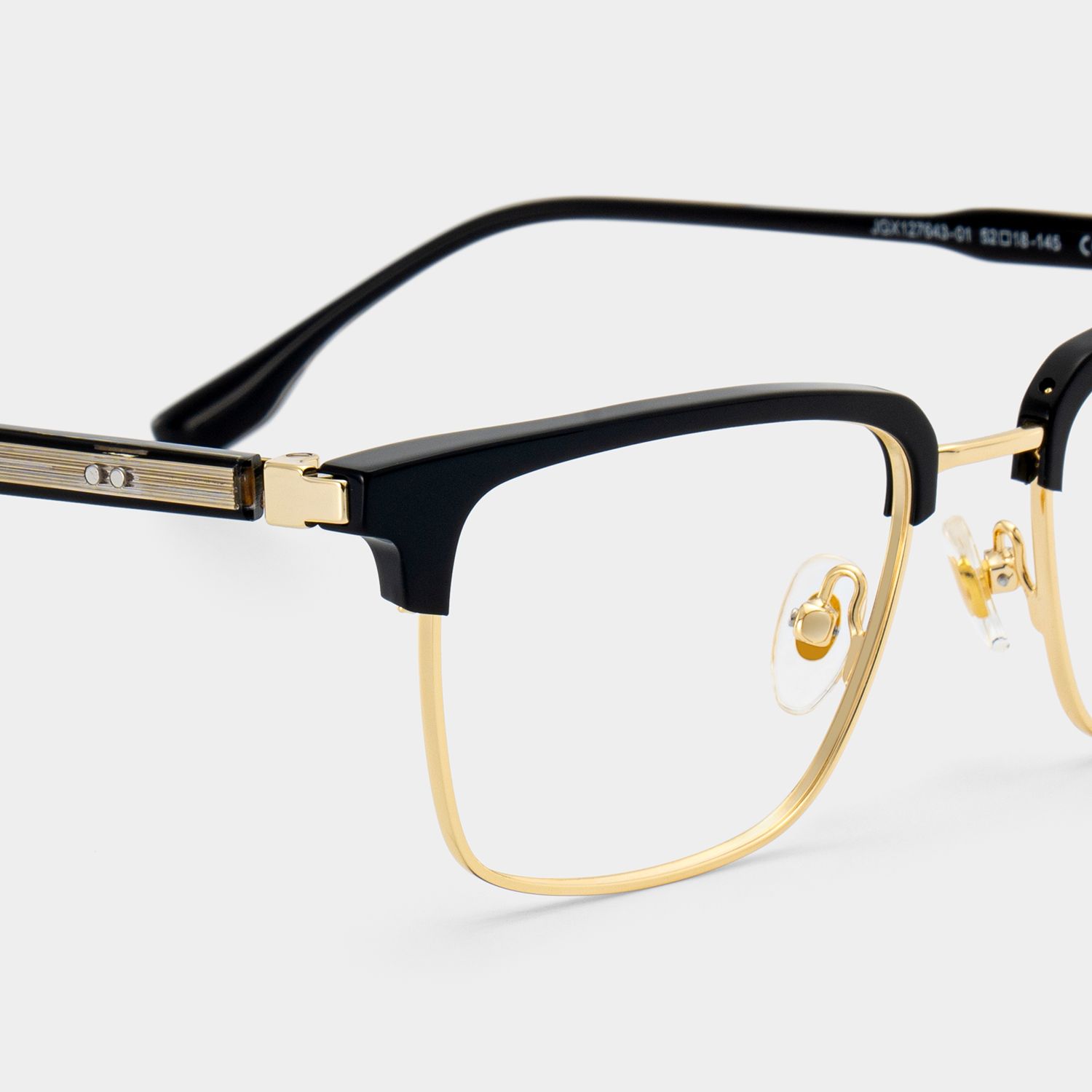 Audrey Black Eyeglasses with Gold Trim in Browline Shape | ZEELOOL UK5