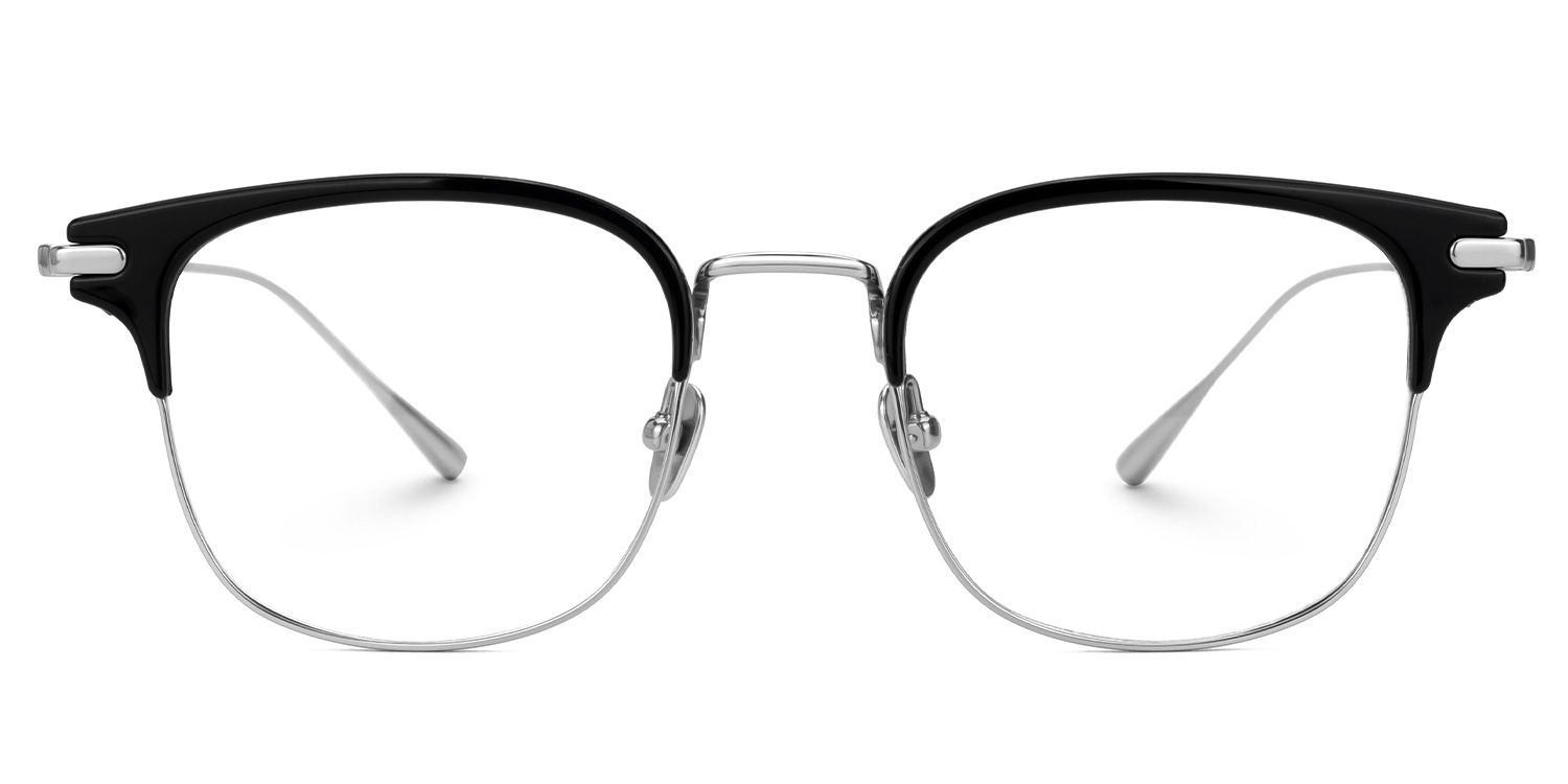 Mecca Silver Eyeglasses with Browline Shape | ZEELOOL UK0