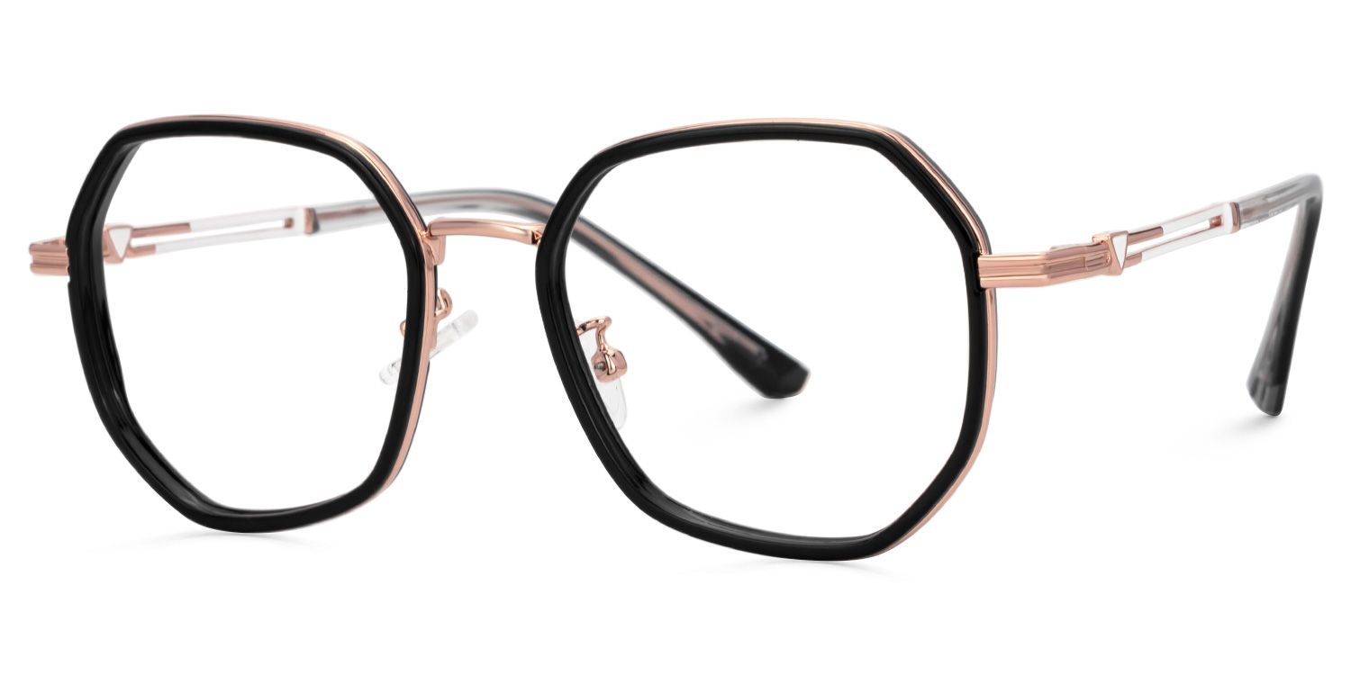 Frazier Mixed-Materials Geometric Black Frame Glasses | ZEELOOL UK1