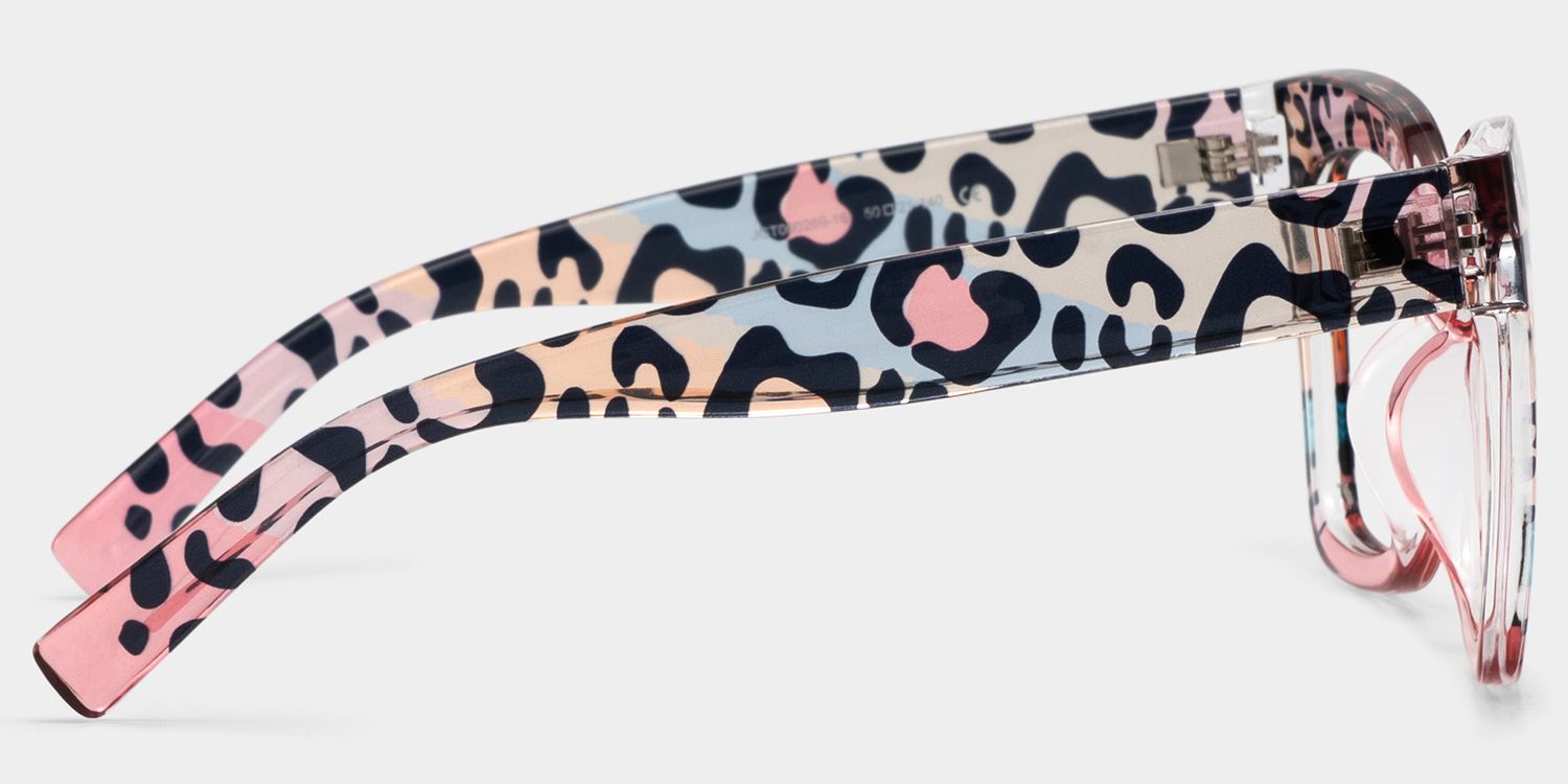 Malcolm Pink Leopard Print Square Frame Glasses for Women3