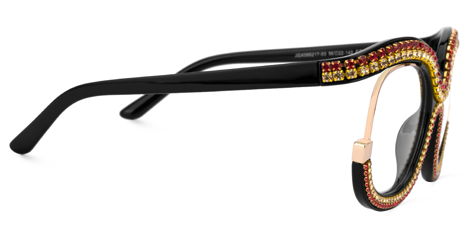 Veasley Square Yellow-Red Rhinestone Glasses2