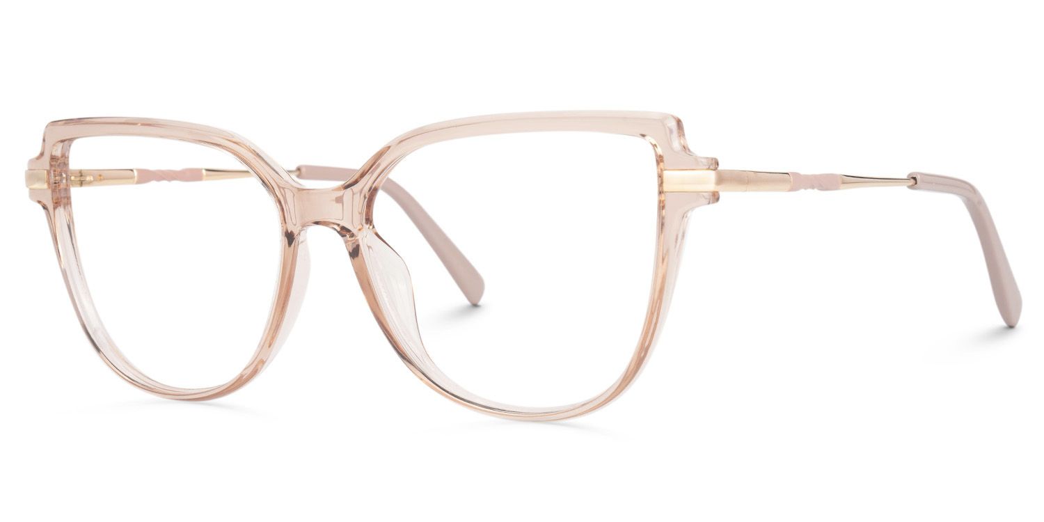 Eisan Thin Beige Eyeglass Frames with Cateye | ZEELOOL UK1