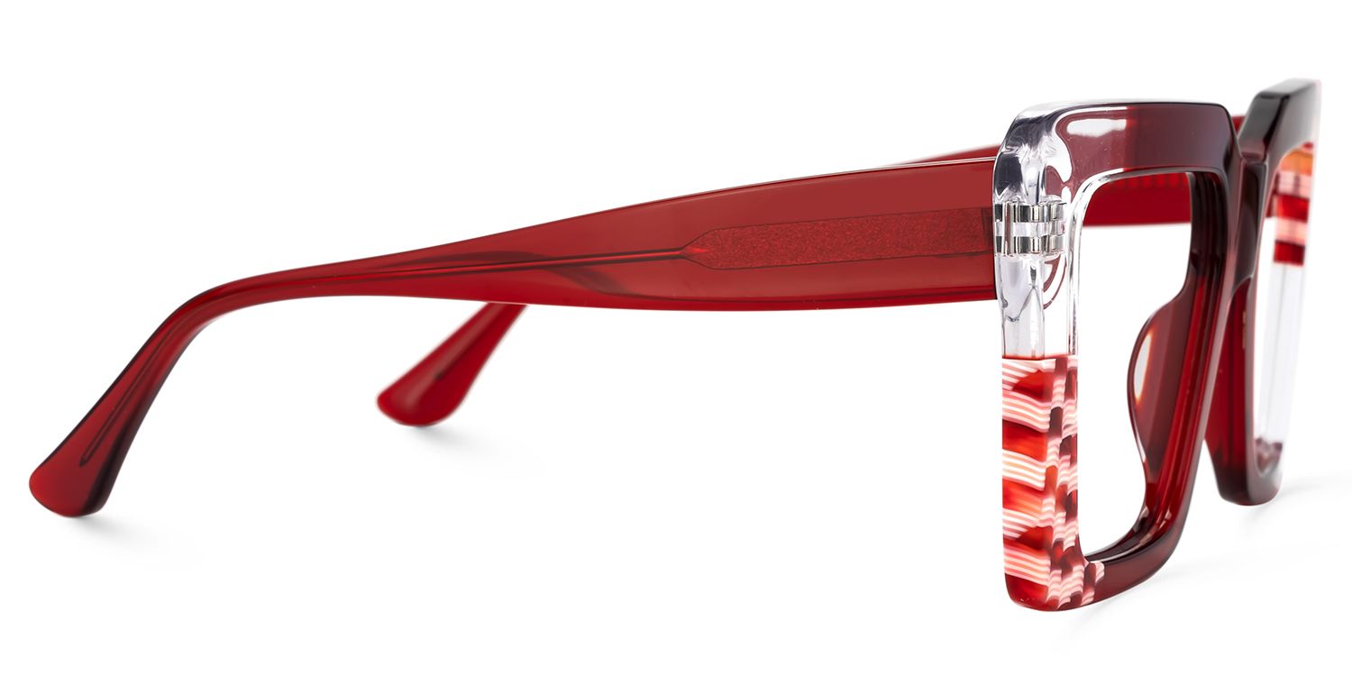 Shamika Big Red Frame Glasses with Rectangle Frames | ZEELOOL UK2