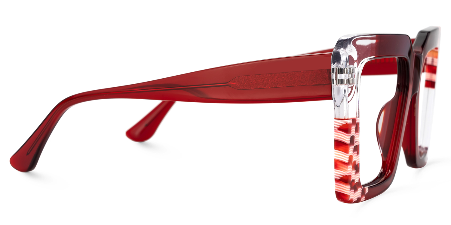 Shamika Big Red Frame Glasses with Rectangle Frames | ZEELOOL UK2