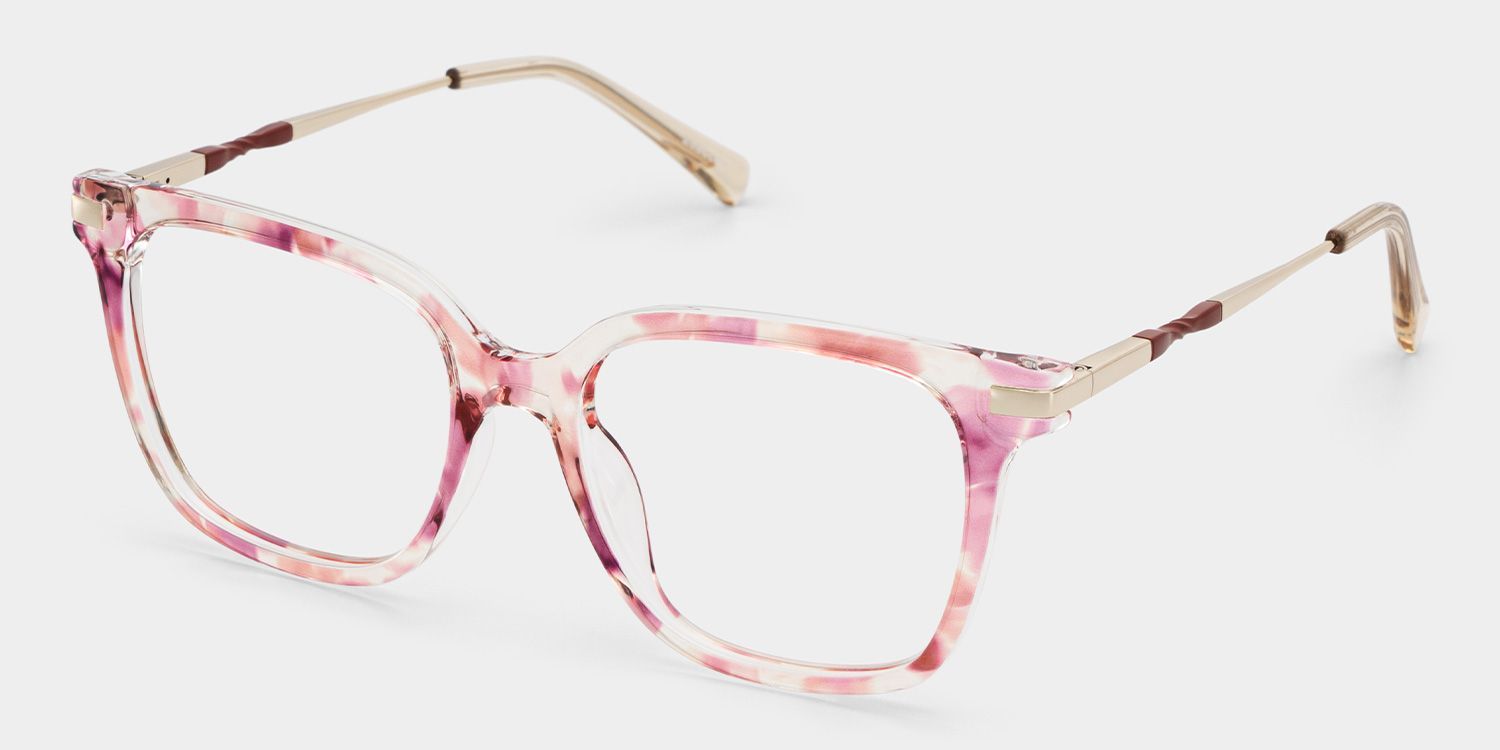 Jacqui Pink Flower Tortoise Square Glasses Frames | ZEELOOL3
