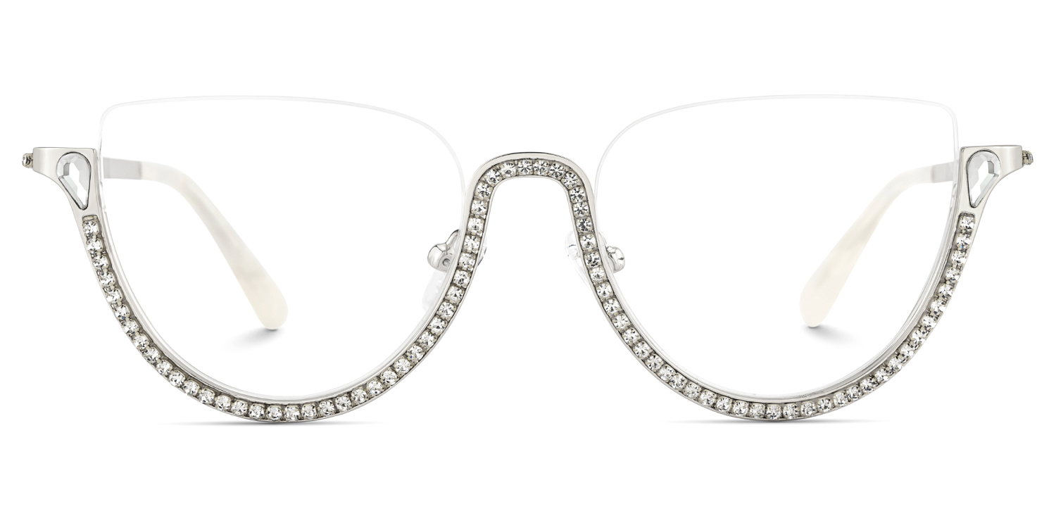 Half Frame Cat Eye Glasses With Shiny Diamonds2