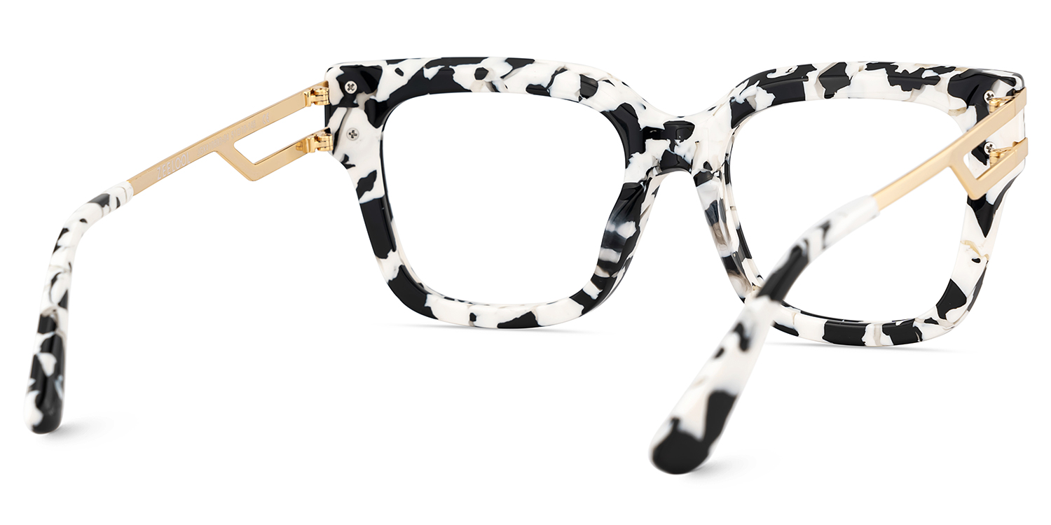 Square Cat-Eye Glasses With Cow Pattern5