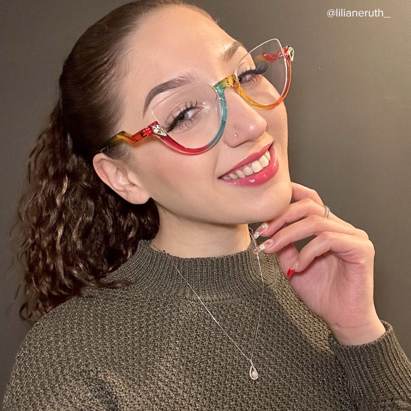 Felicia Cat-eye Clear Multicolor Half Frame Glasses5