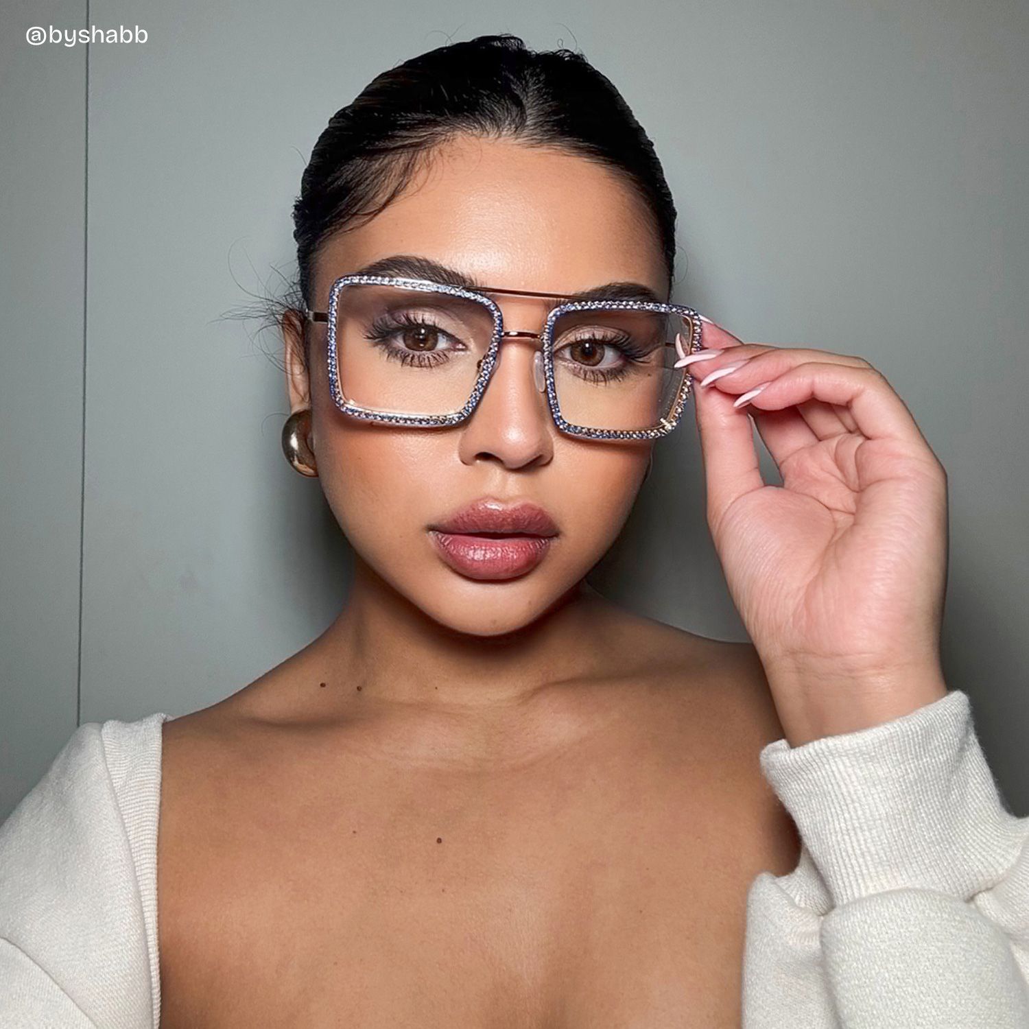 Diva Glasses, Blue Diamond and Golden Metal  Eyeglasses6