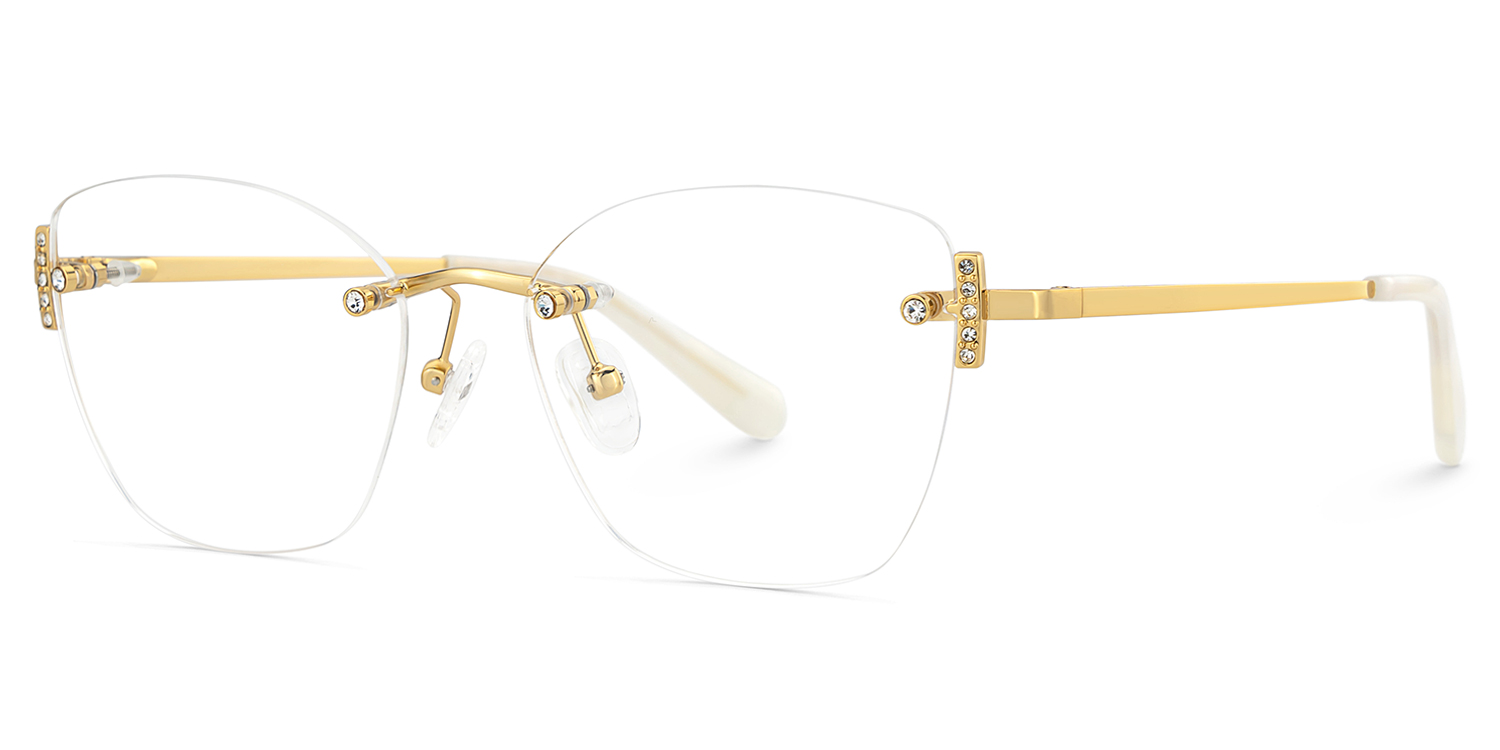 Gold Rectangle Jaxon Glasses with Rimless | ZEELOOL UK2