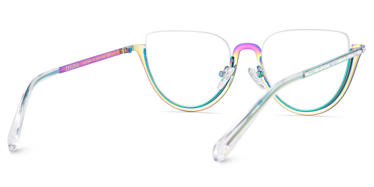 Half Frame Cat Eye Glasses With Shiny Diamonds6