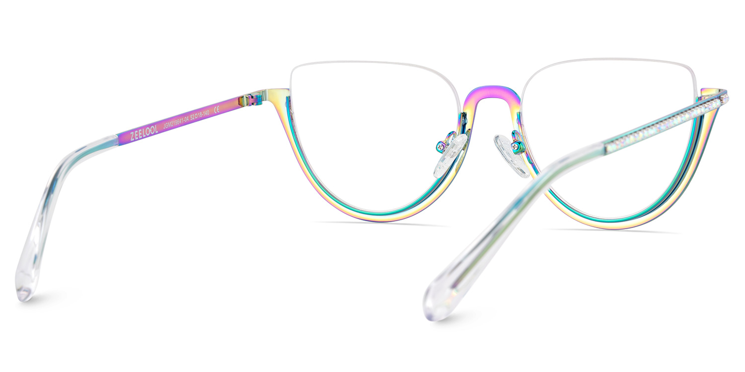 Half Frame Cat Eye Glasses With Shiny Diamonds6